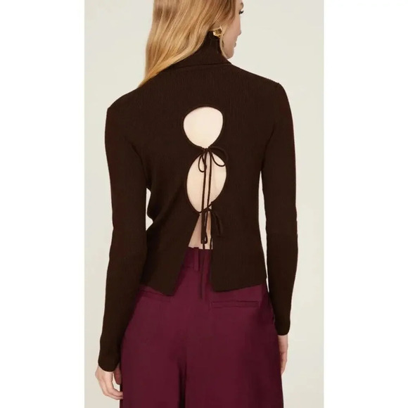 Thakoon Womens Chocolate Brown Open Back Turtleneck Sweater Wool Size S $195 - Picture 3 of 11
